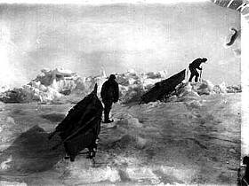 F. Nansen und H. Johansen im Eis